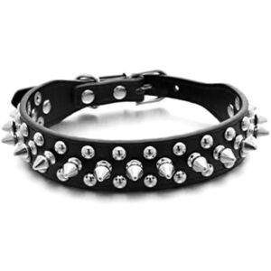 Spiked Rivet Studded Adjustable Pu Leather Pet Collars for Cats Puppy Dogs